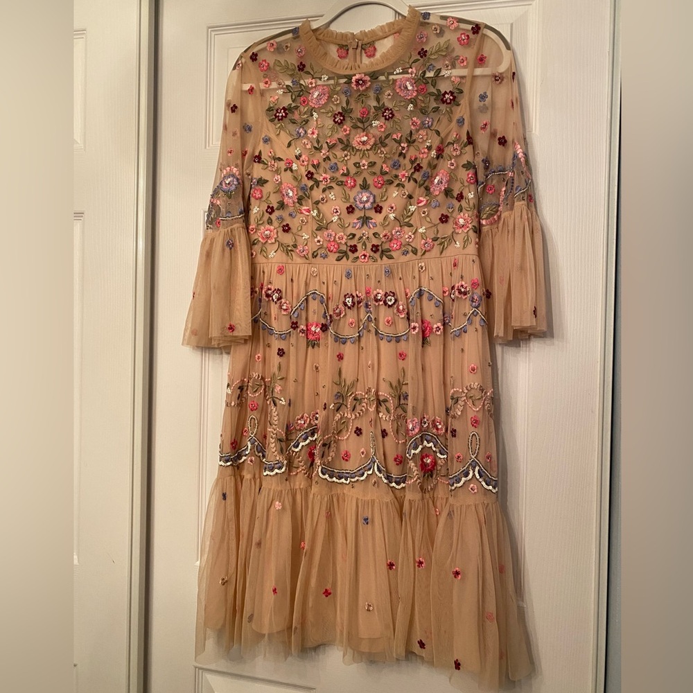 Needle & Thread Light Pink Floral Embroidered Dress